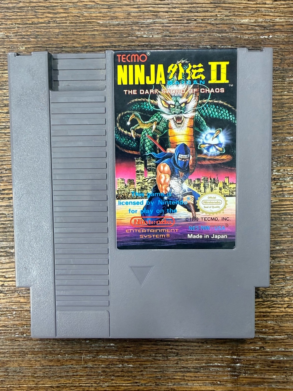 Nintendo Ninja Gaiden II NES Cartridge - Gray with Colorful Label